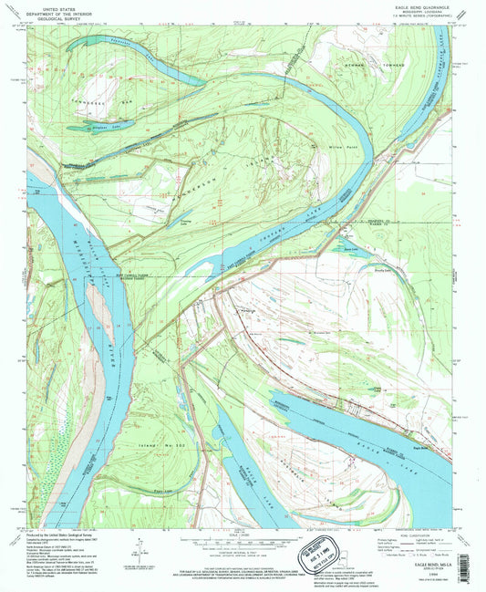 Classic USGS Eagle Bend Mississippi 7.5'x7.5' Topo Map Image