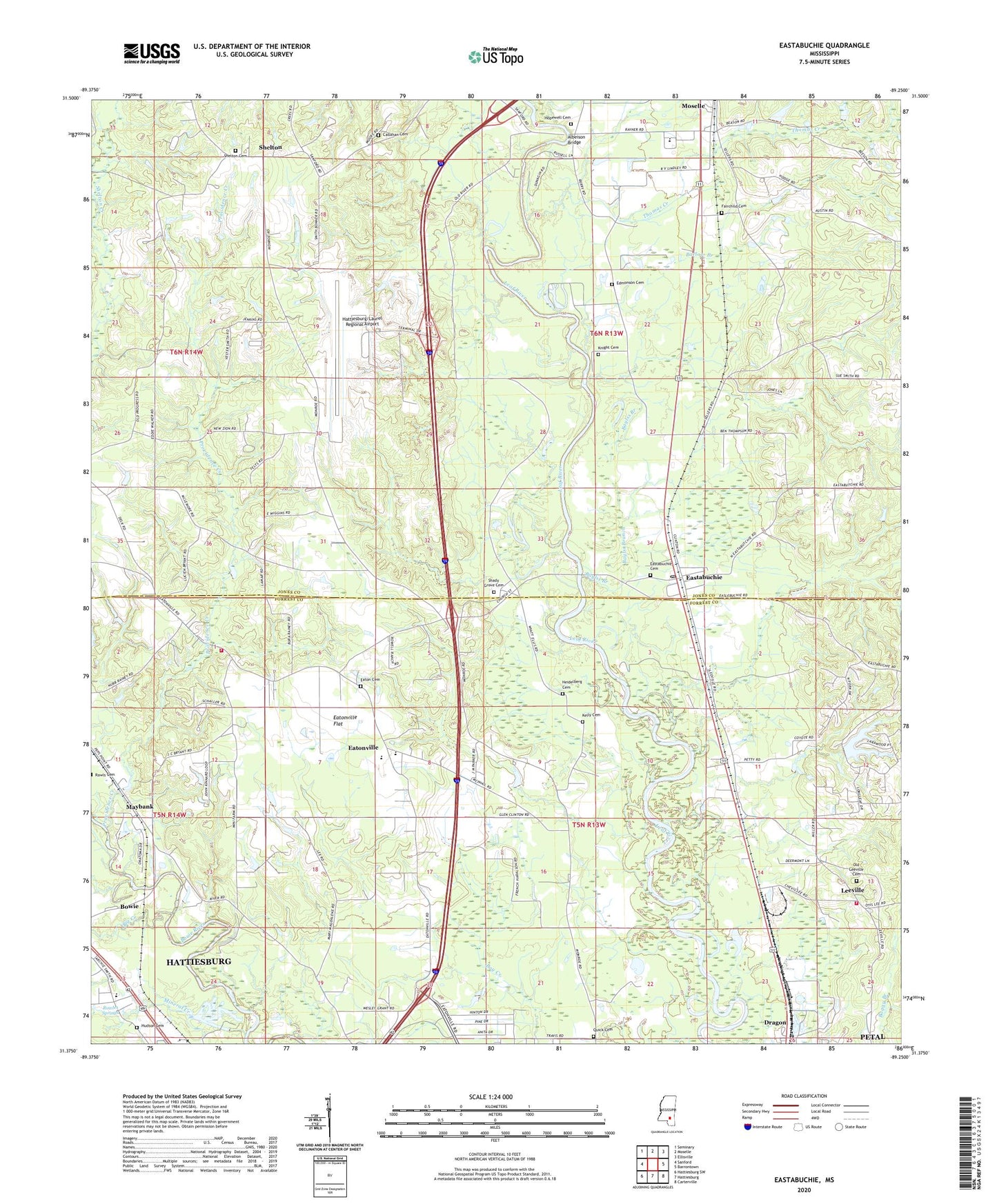 Eastabuchie Mississippi US Topo Map Image