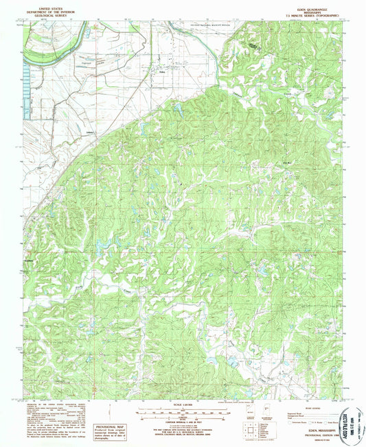 Classic USGS Eden Mississippi 7.5'x7.5' Topo Map Image