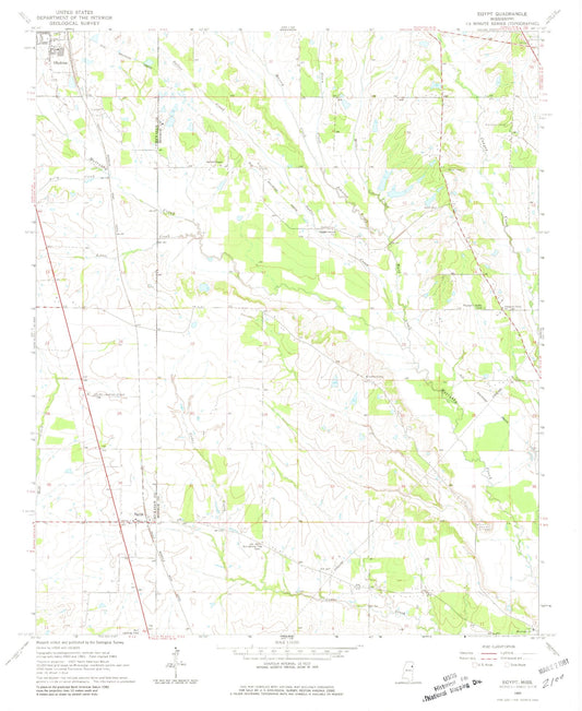 Classic USGS Egypt Mississippi 7.5'x7.5' Topo Map Image