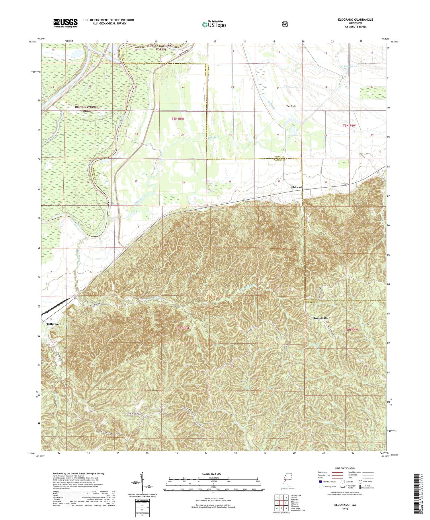 Eldorado Mississippi US Topo Map Image