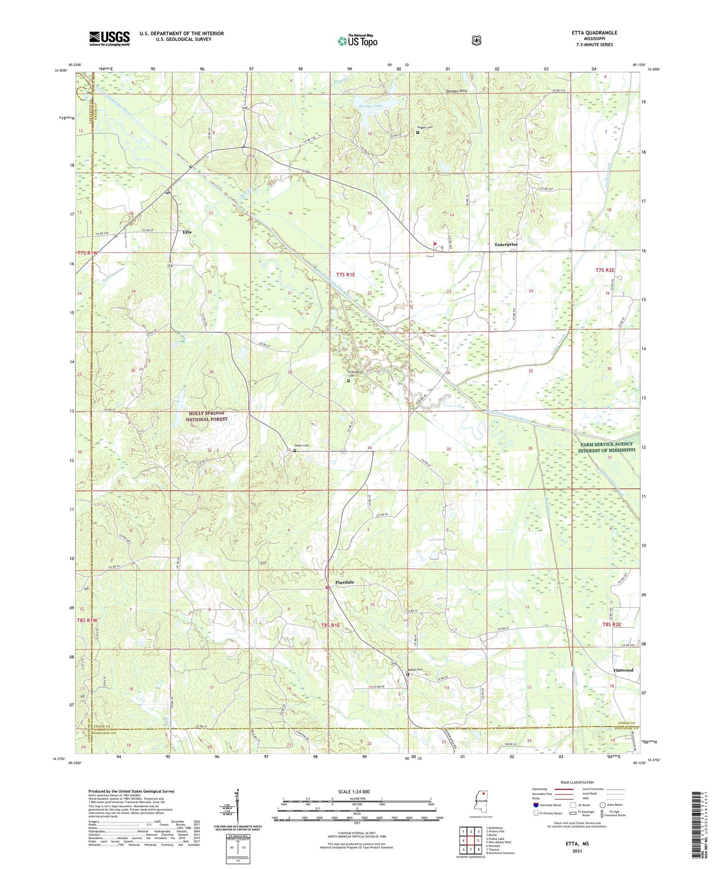 Etta Mississippi US Topo Map Image