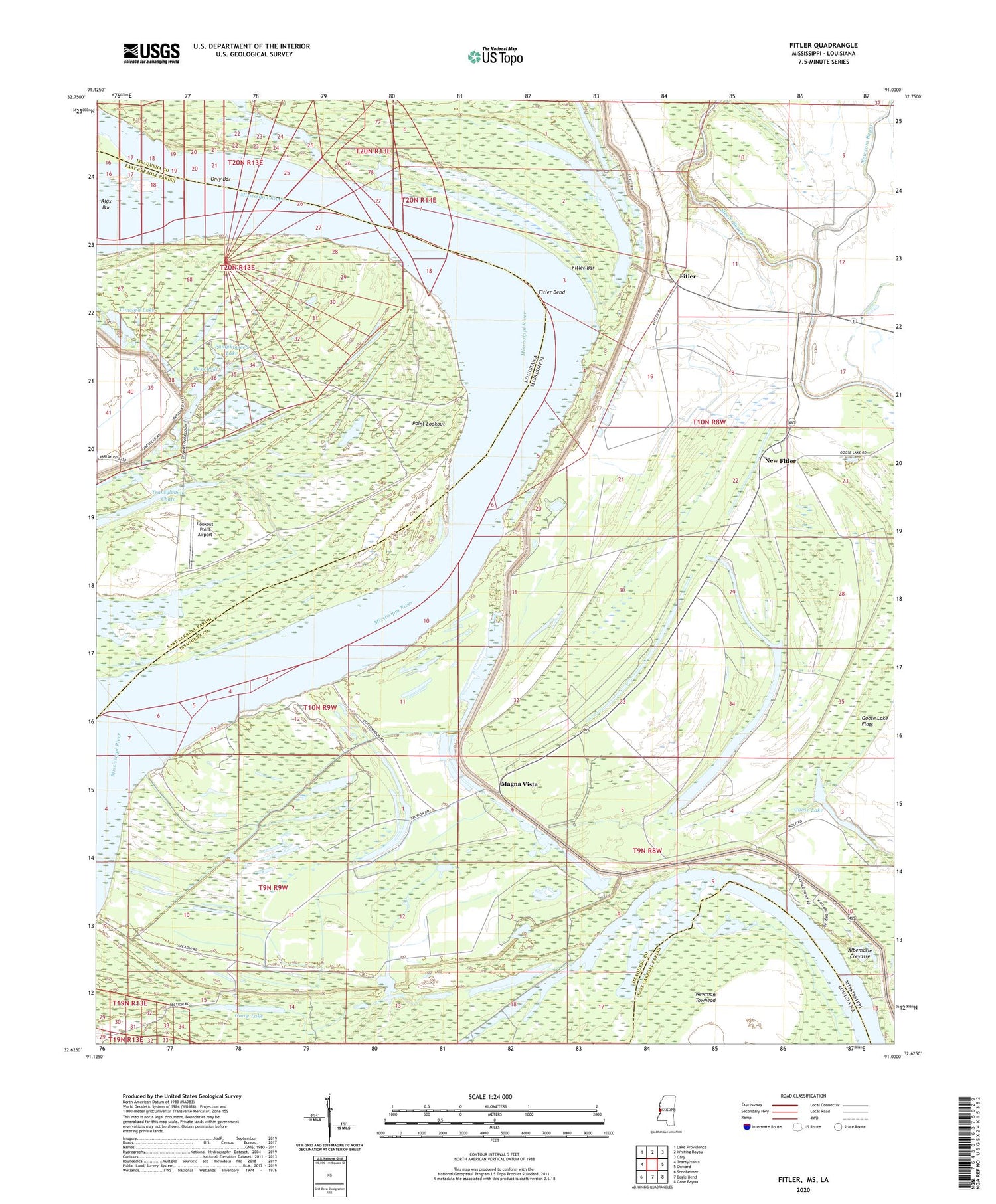 Fitler Mississippi US Topo Map Image