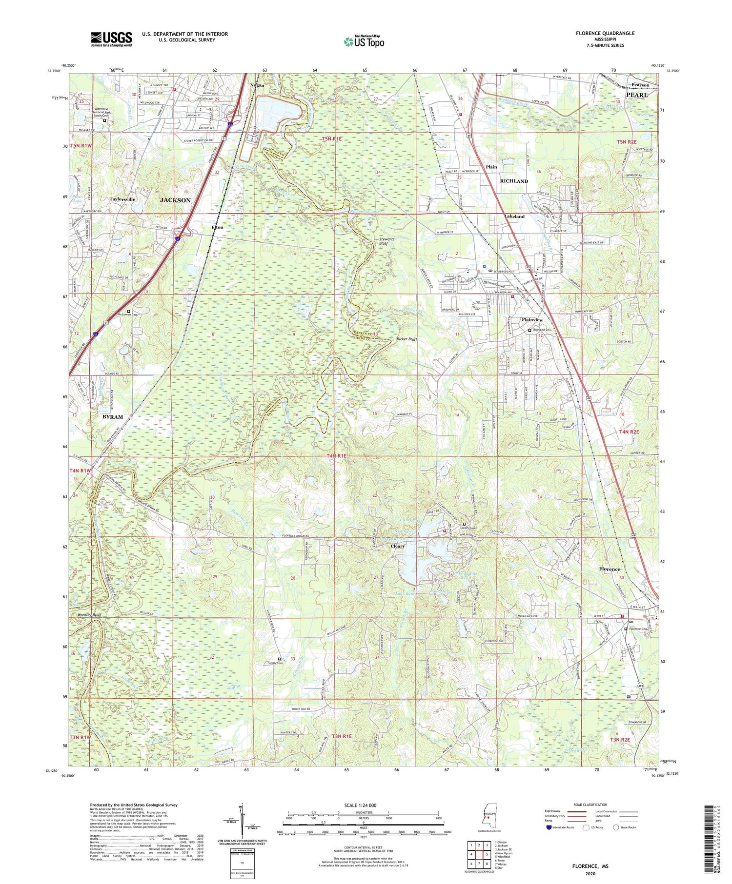 Florence Mississippi US Topo Map Image