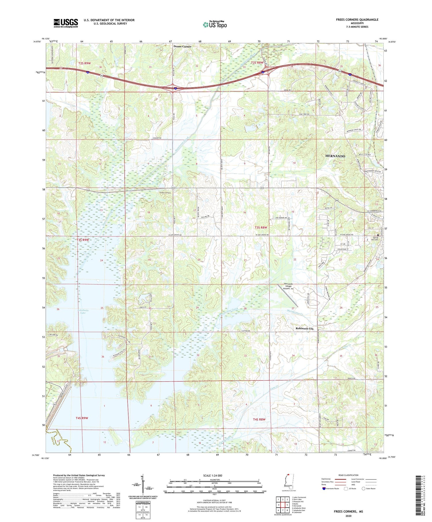Frees Corners Mississippi US Topo Map Image