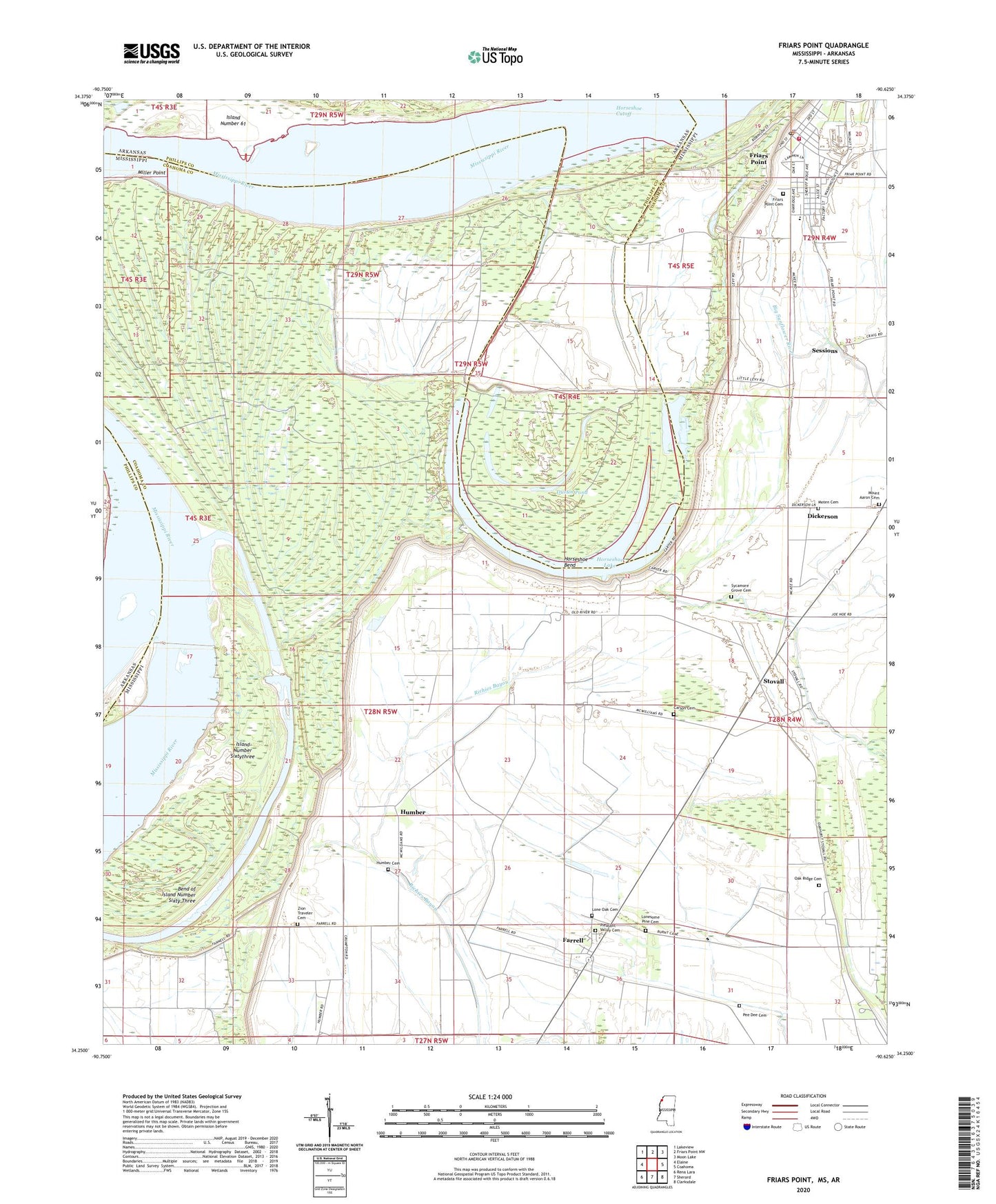 Friars Point Mississippi US Topo Map Image