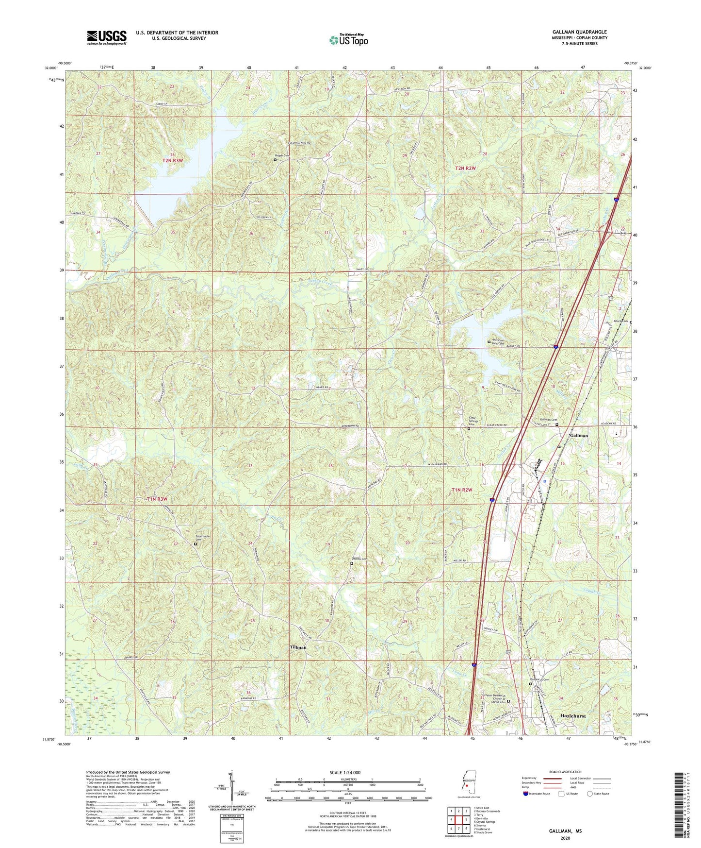 Gallman Mississippi US Topo Map Image