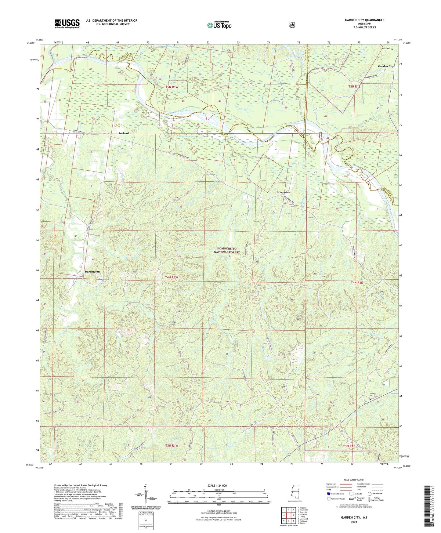 Garden City Mississippi US Topo Map Image