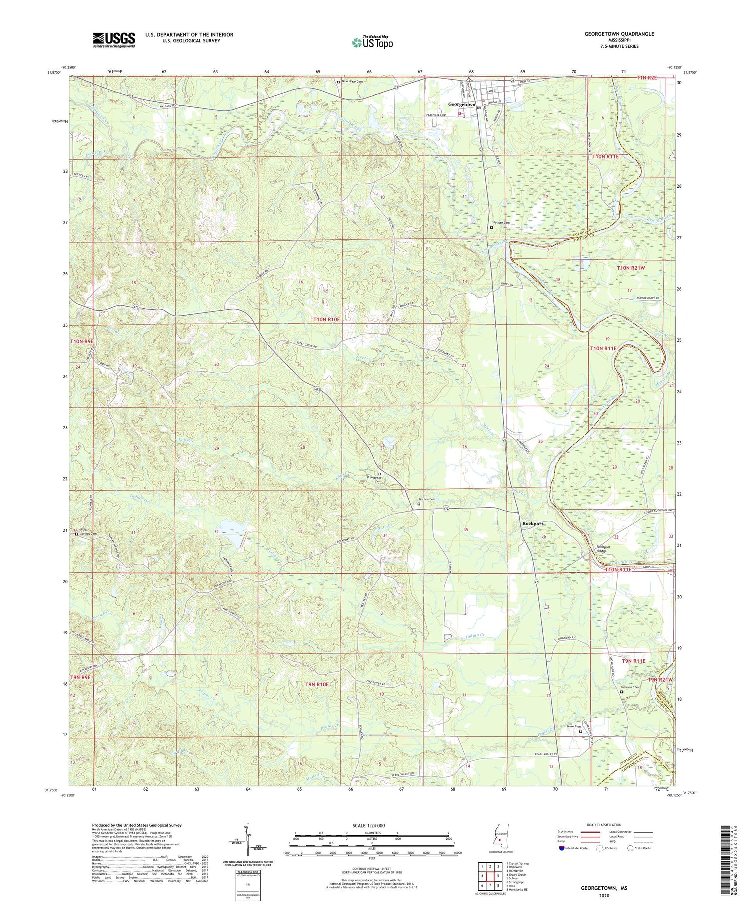 Georgetown Mississippi US Topo Map Image