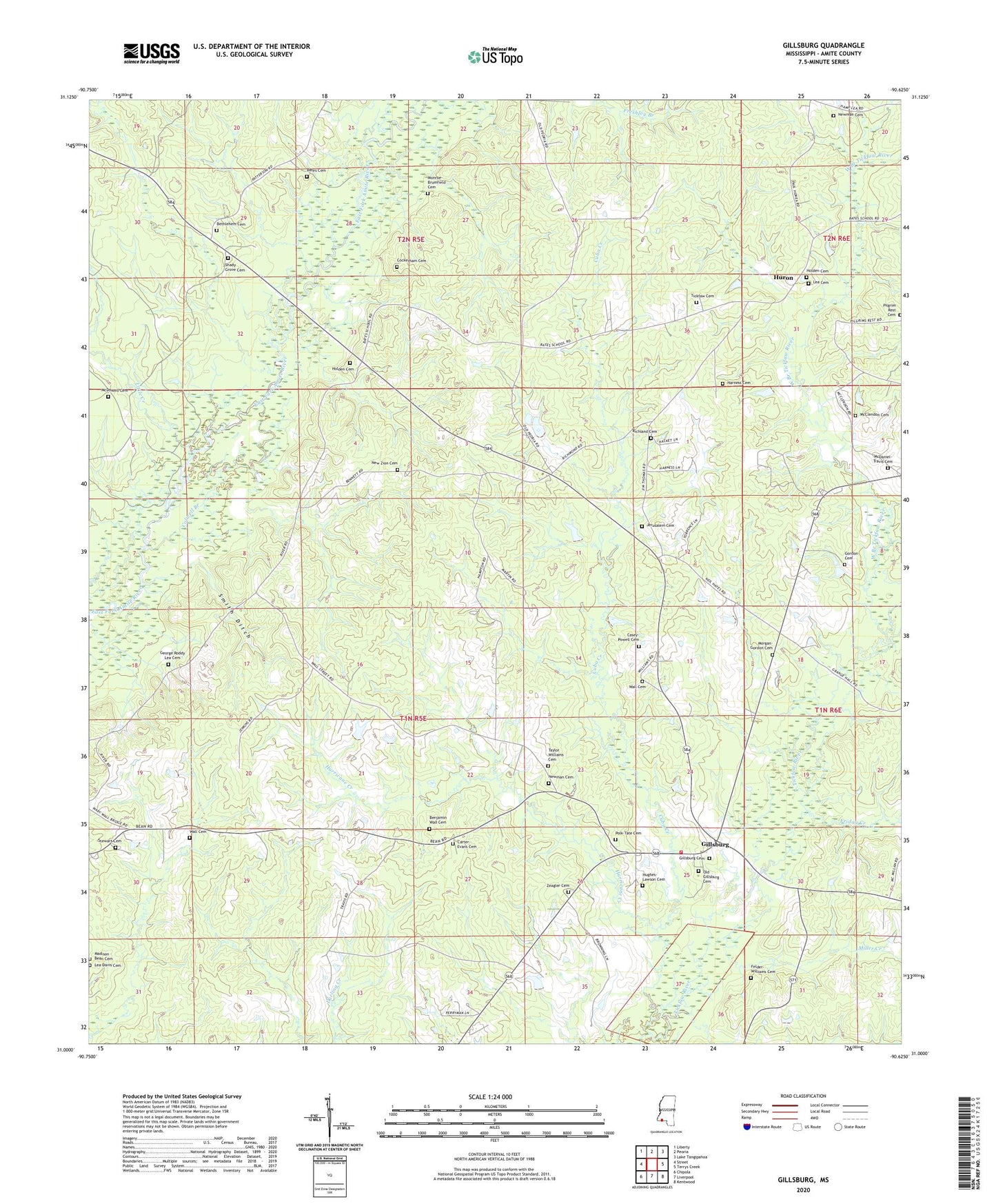 Gillsburg Mississippi US Topo Map Image