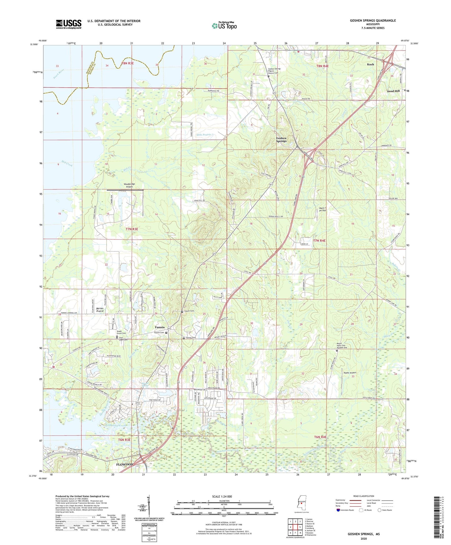 Goshen Springs Mississippi US Topo Map Image