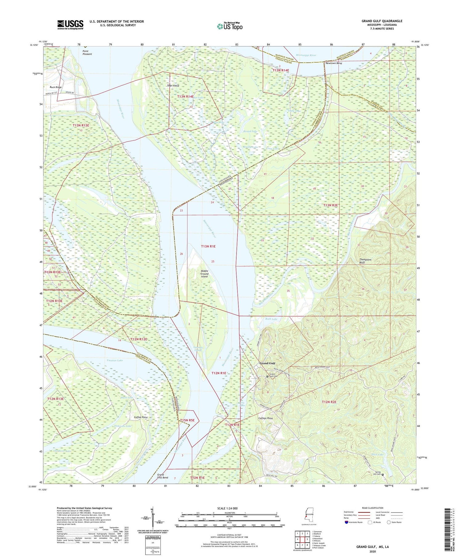 Grand Gulf Mississippi US Topo Map Image
