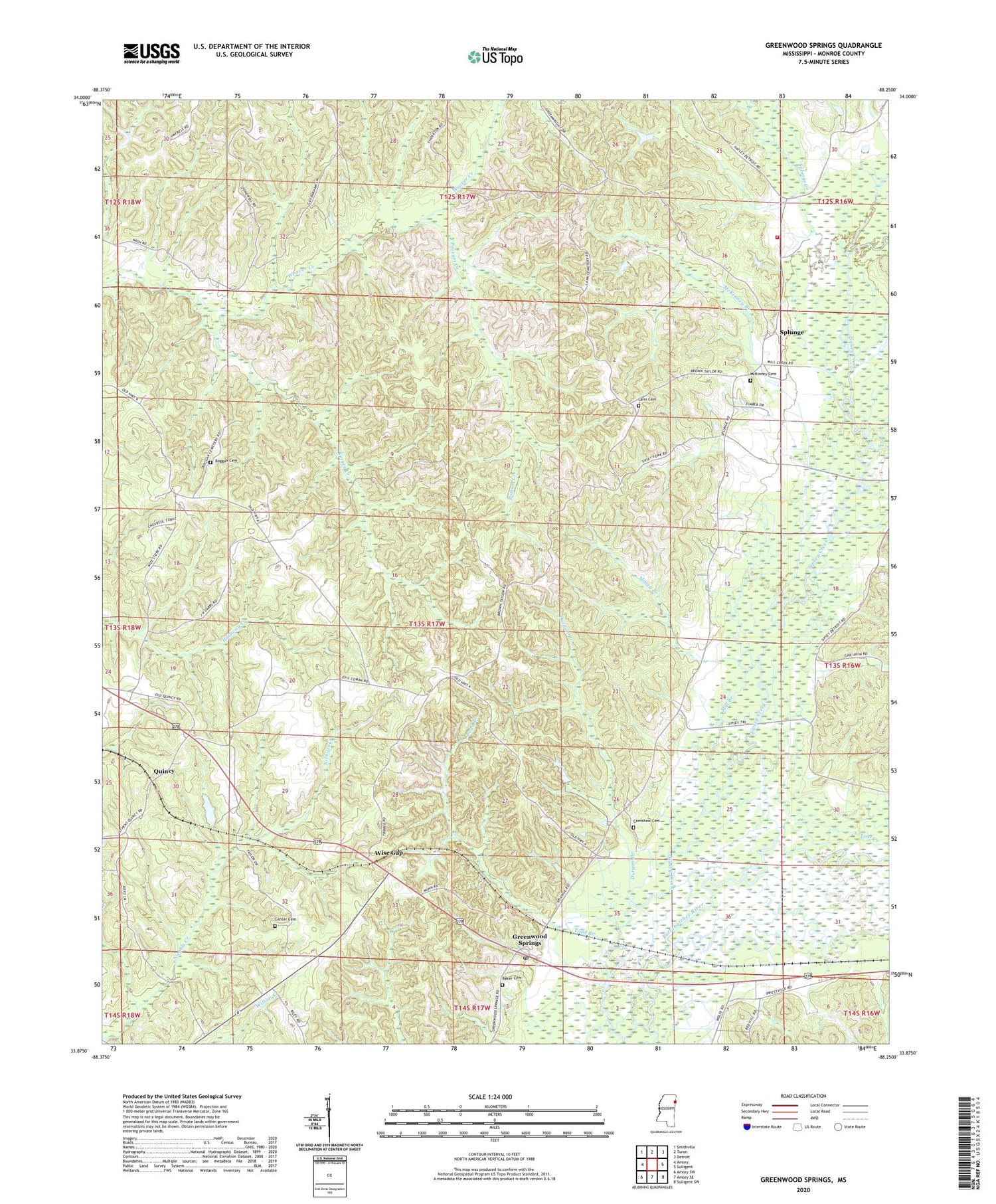Greenwood Springs Mississippi US Topo Map Image