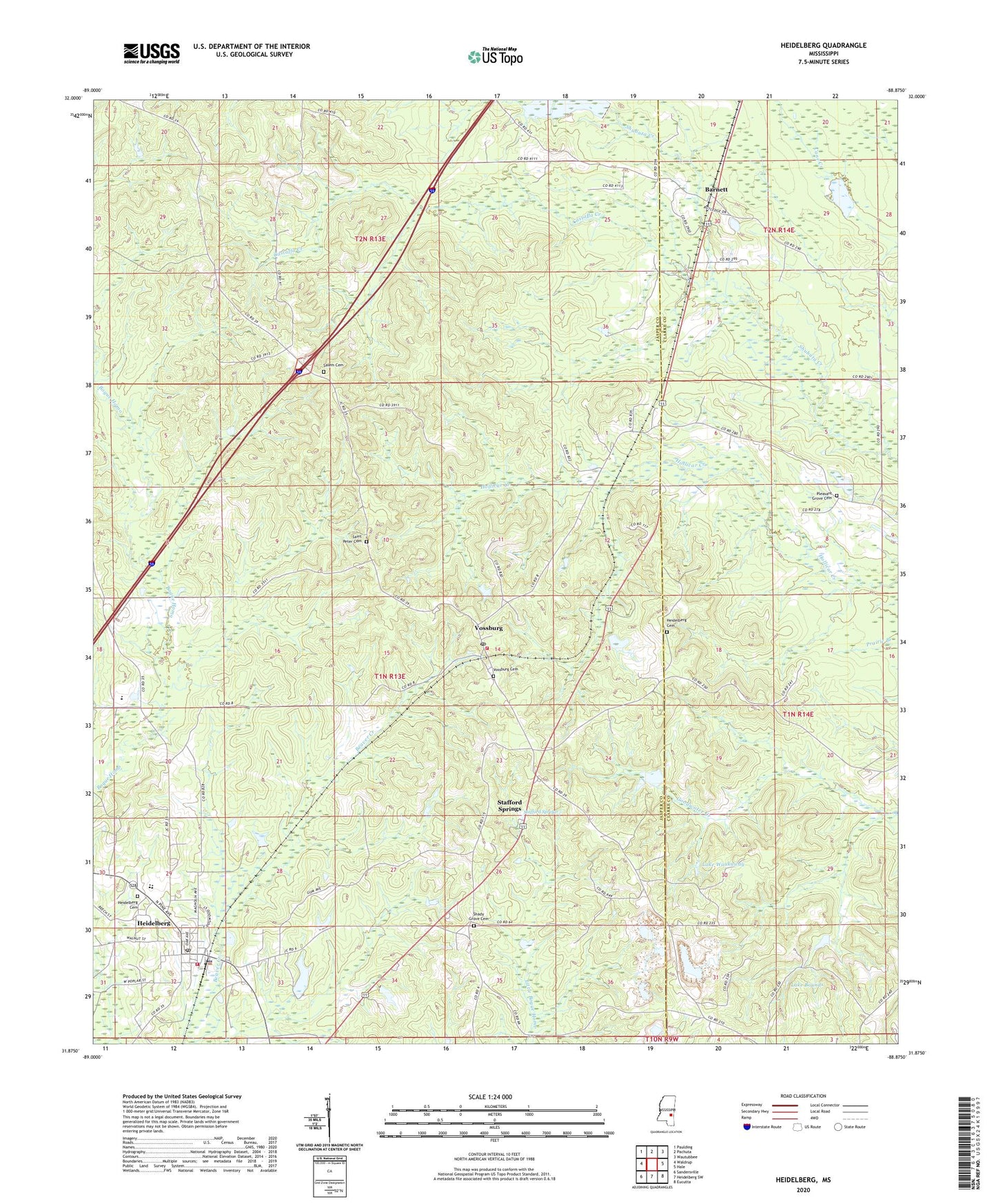 Heidelberg Mississippi US Topo Map Image