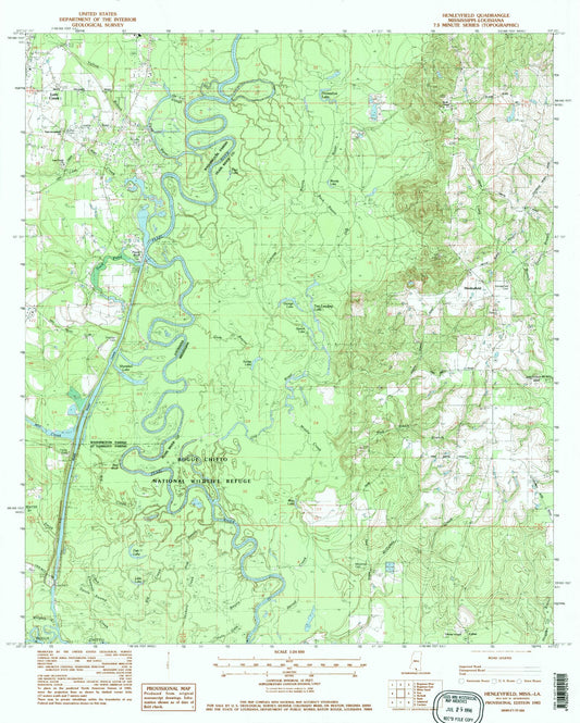 Classic USGS Henleyfield Mississippi 7.5'x7.5' Topo Map Image