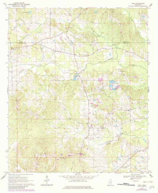 Classic USGS Hero Mississippi 7.5'x7.5' Topo Map Image