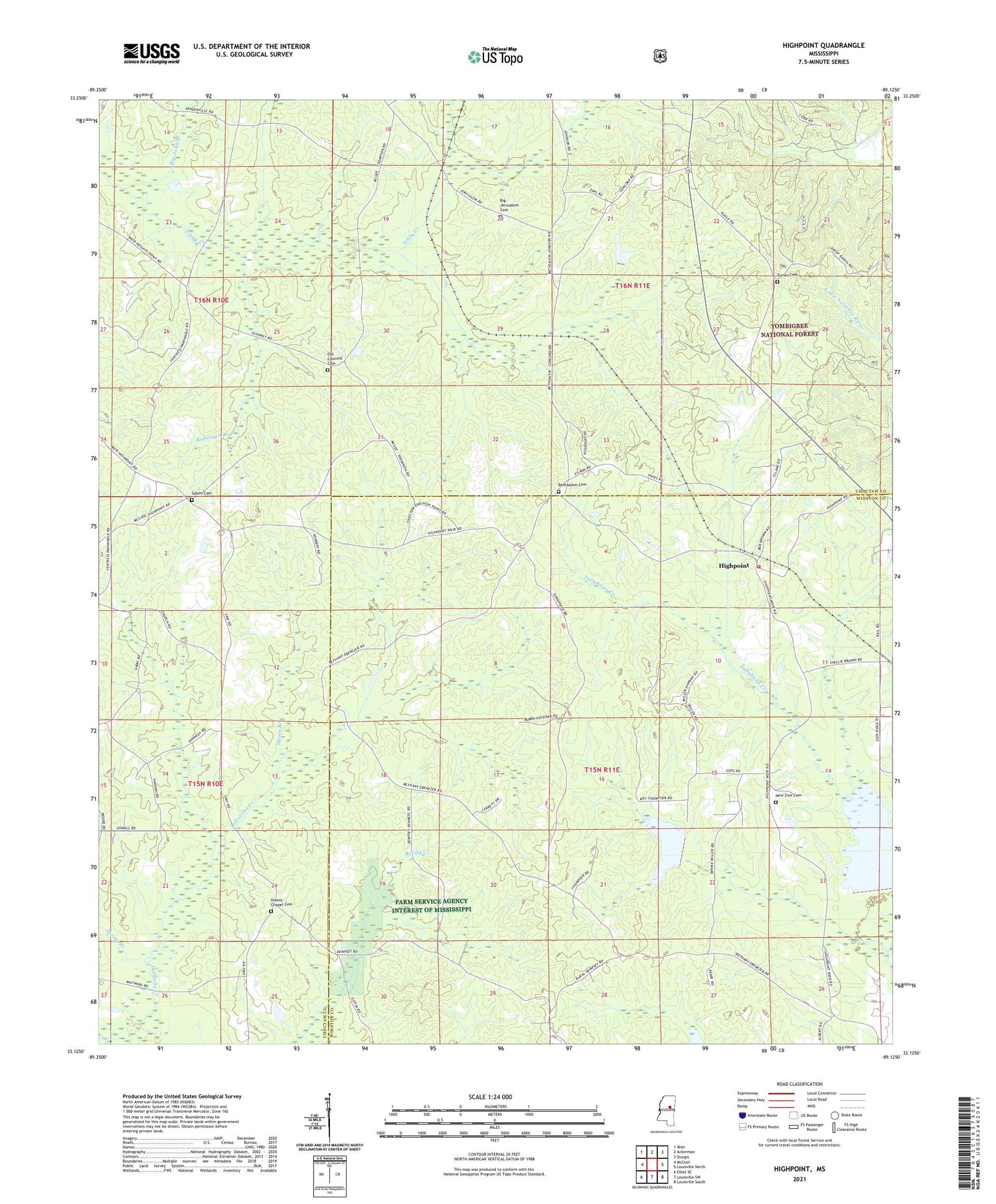 Highpoint Mississippi US Topo Map Image