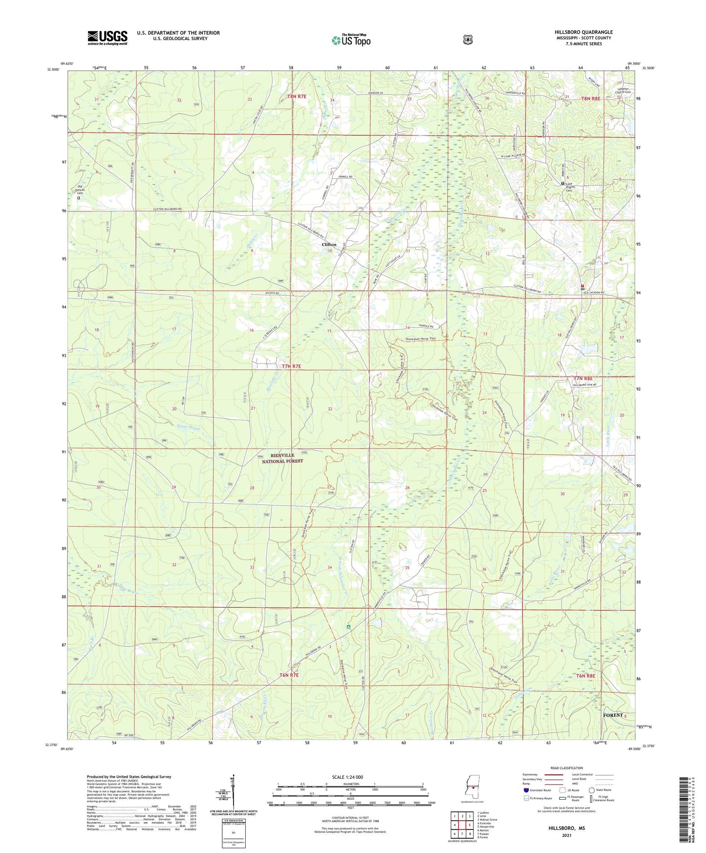 Hillsboro Mississippi US Topo Map Image