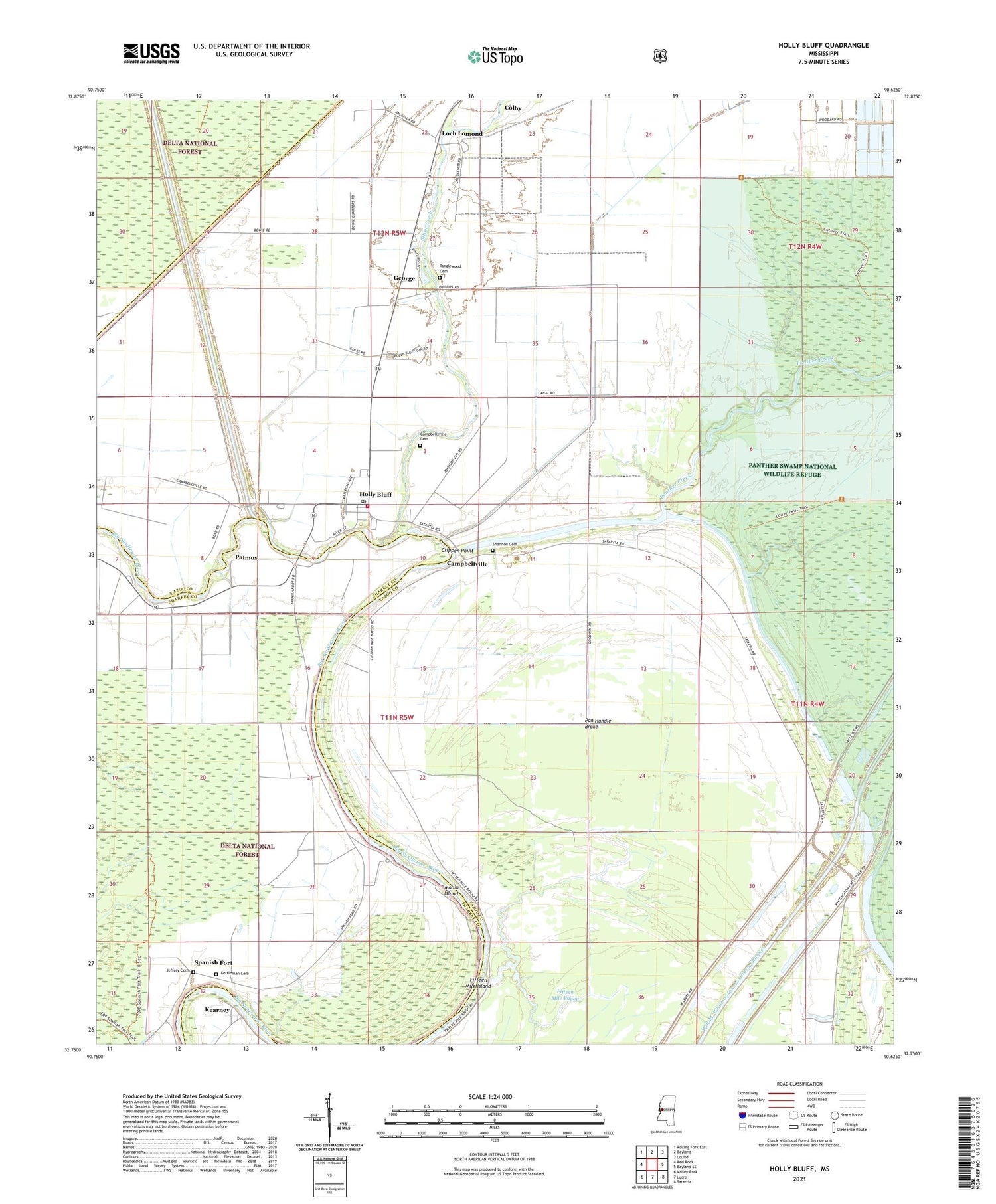 Holly Bluff Mississippi US Topo Map Image