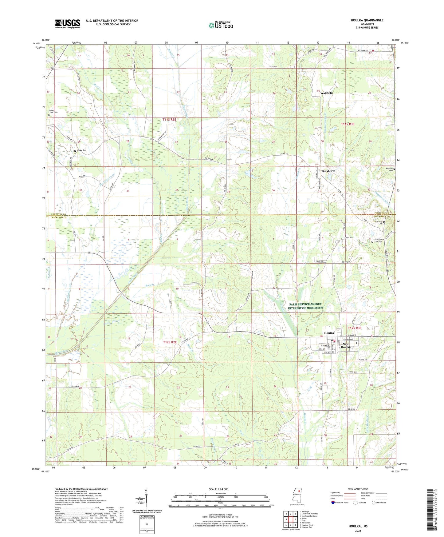 Houlka Mississippi US Topo Map Image