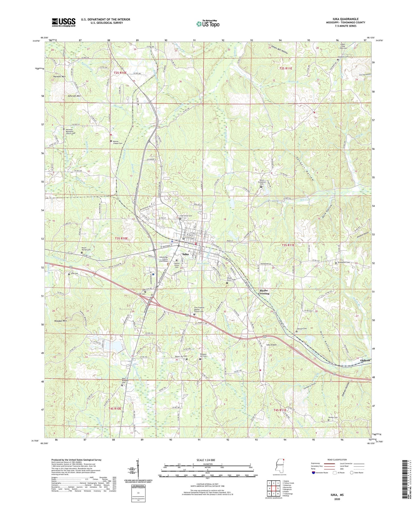 Iuka Mississippi US Topo Map Image