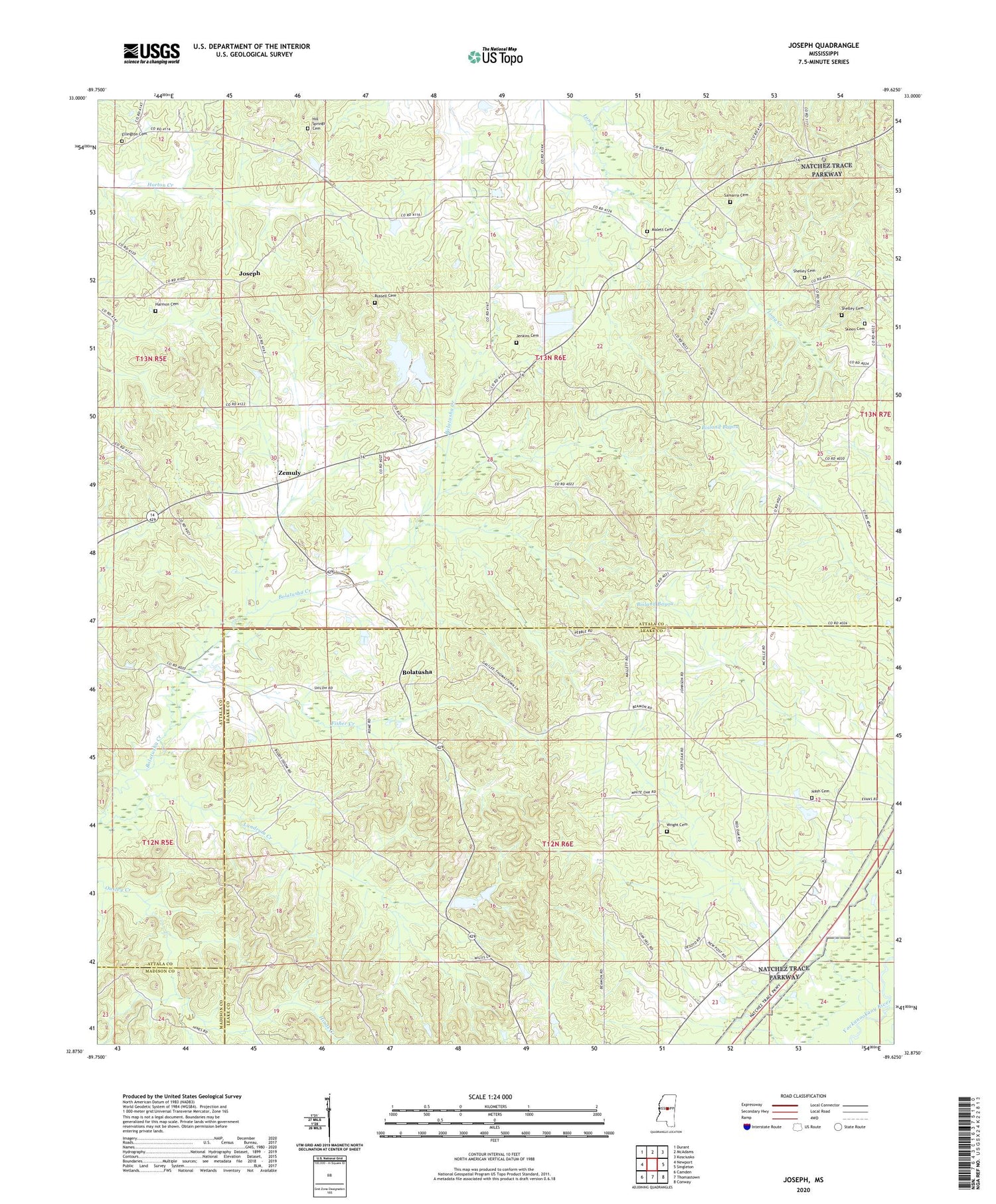 Joseph Mississippi US Topo Map Image