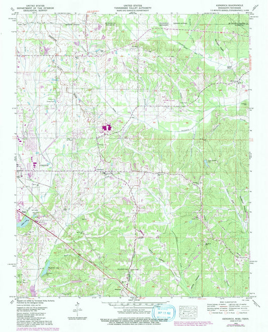 Classic USGS Kendrick Mississippi 7.5'x7.5' Topo Map Image