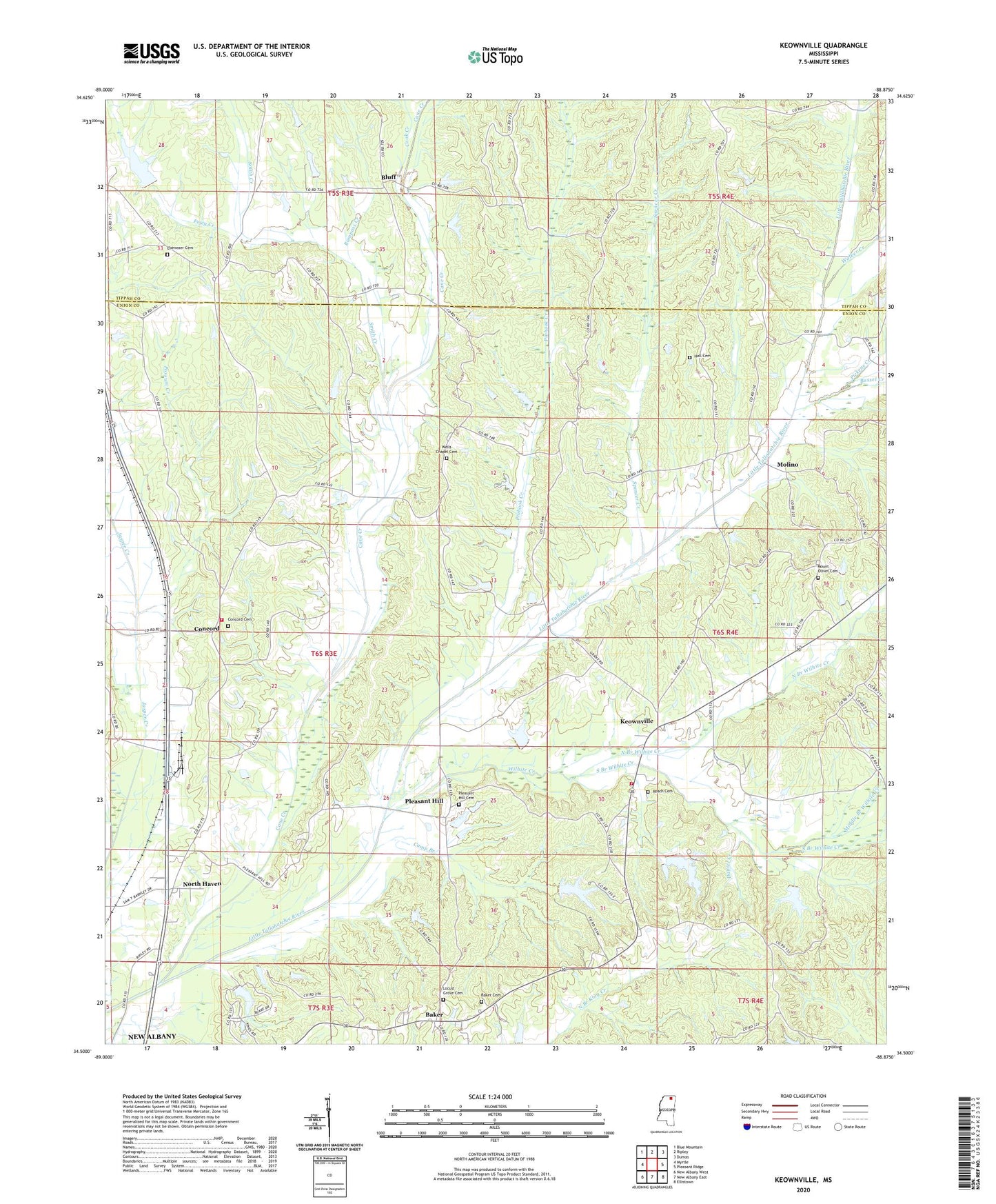 Keownville Mississippi US Topo Map Image