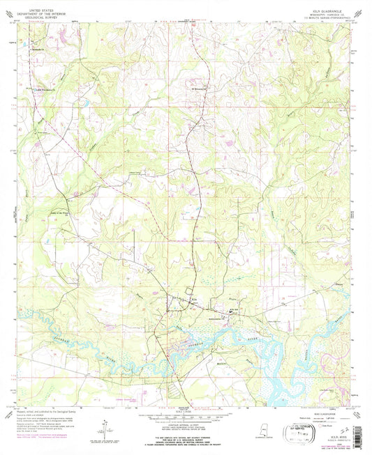 Classic USGS Kiln Mississippi 7.5'x7.5' Topo Map Image
