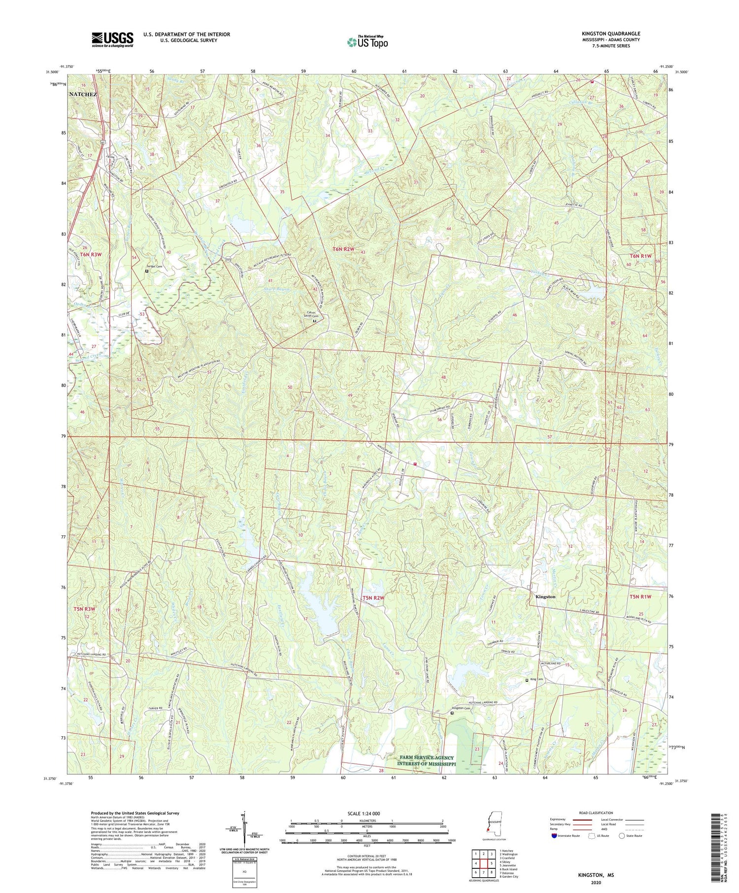 Kingston Mississippi US Topo Map Image