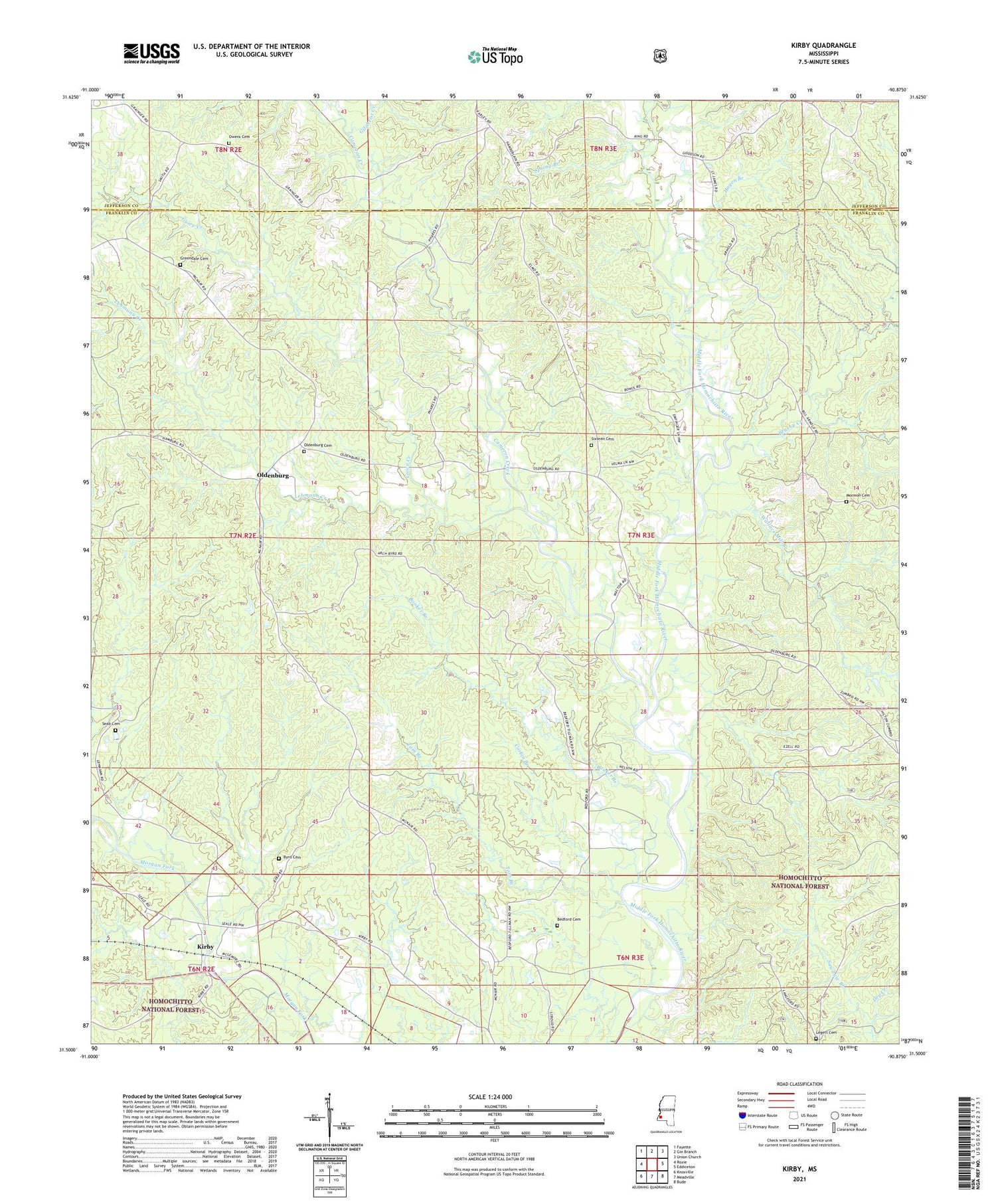 Kirby Mississippi US Topo Map Image