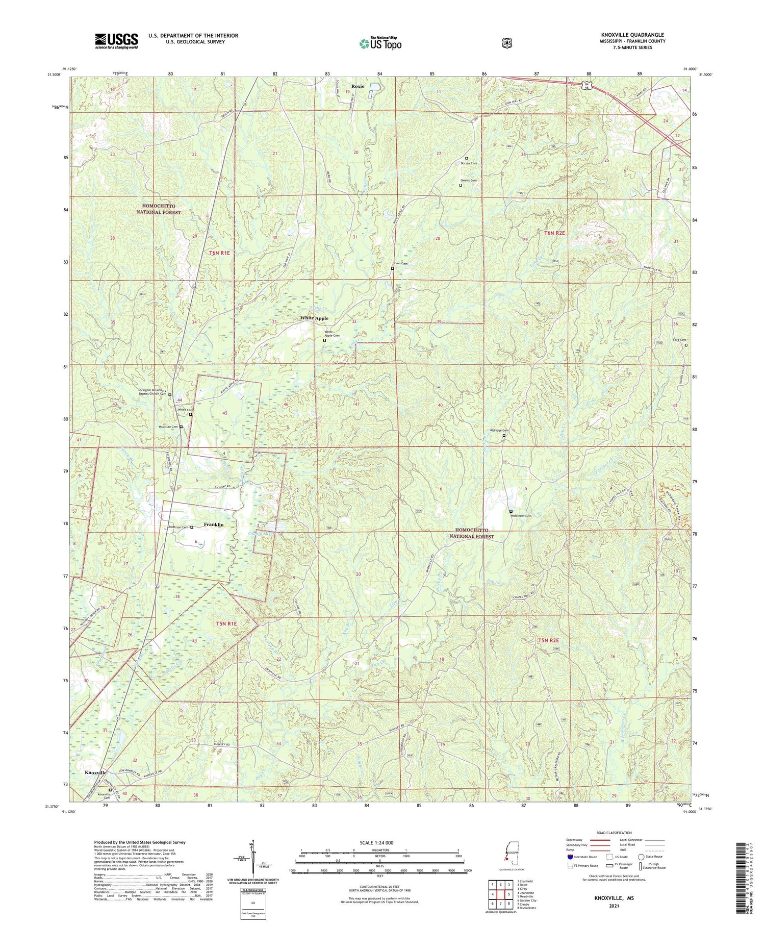 Knoxville Mississippi US Topo Map Image
