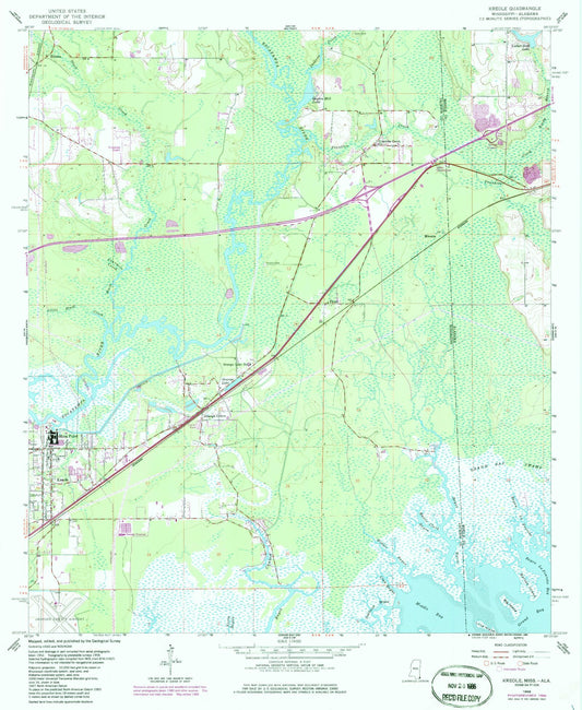 Classic USGS Kreole Mississippi 7.5'x7.5' Topo Map Image