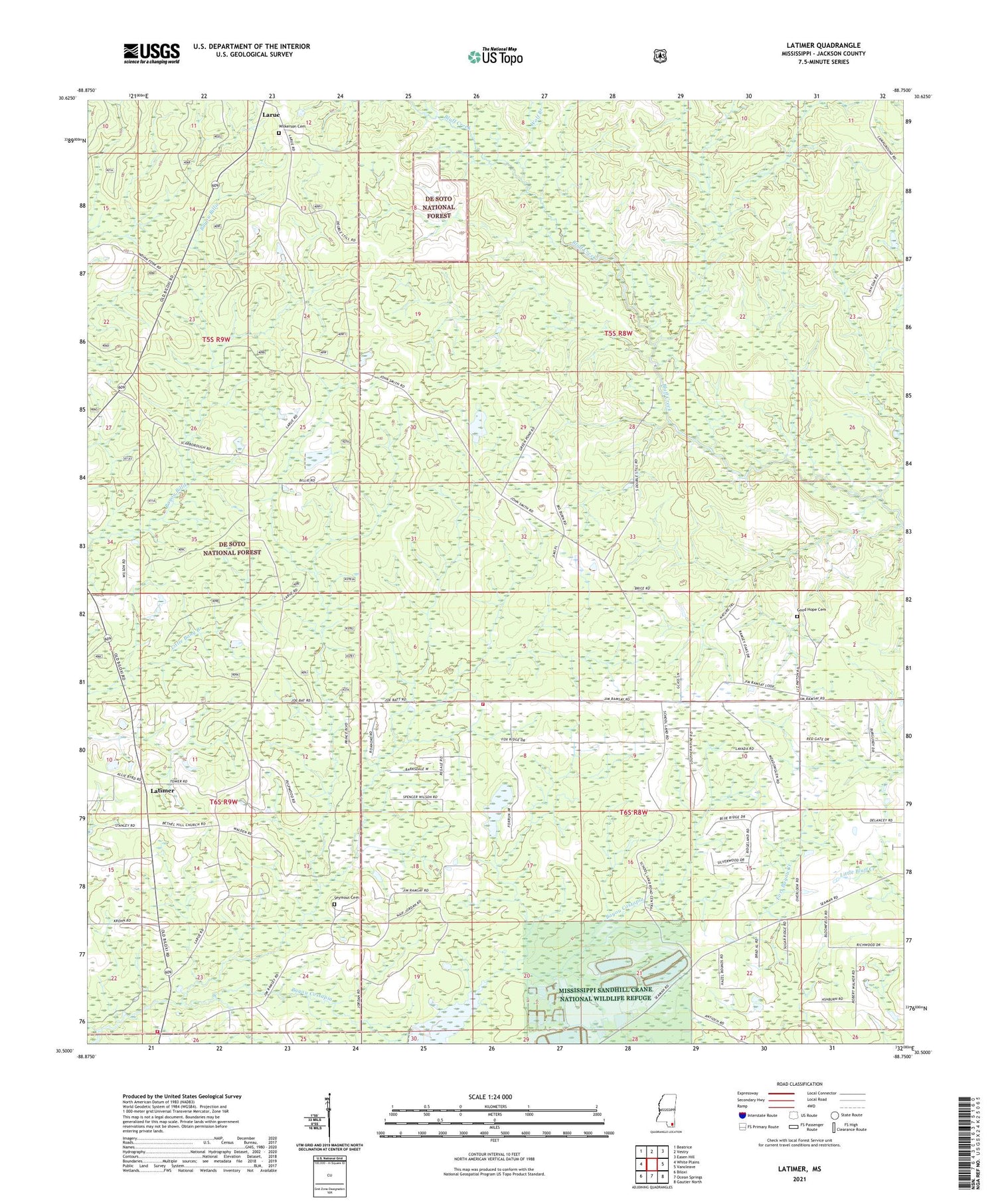 Latimer Mississippi US Topo Map Image