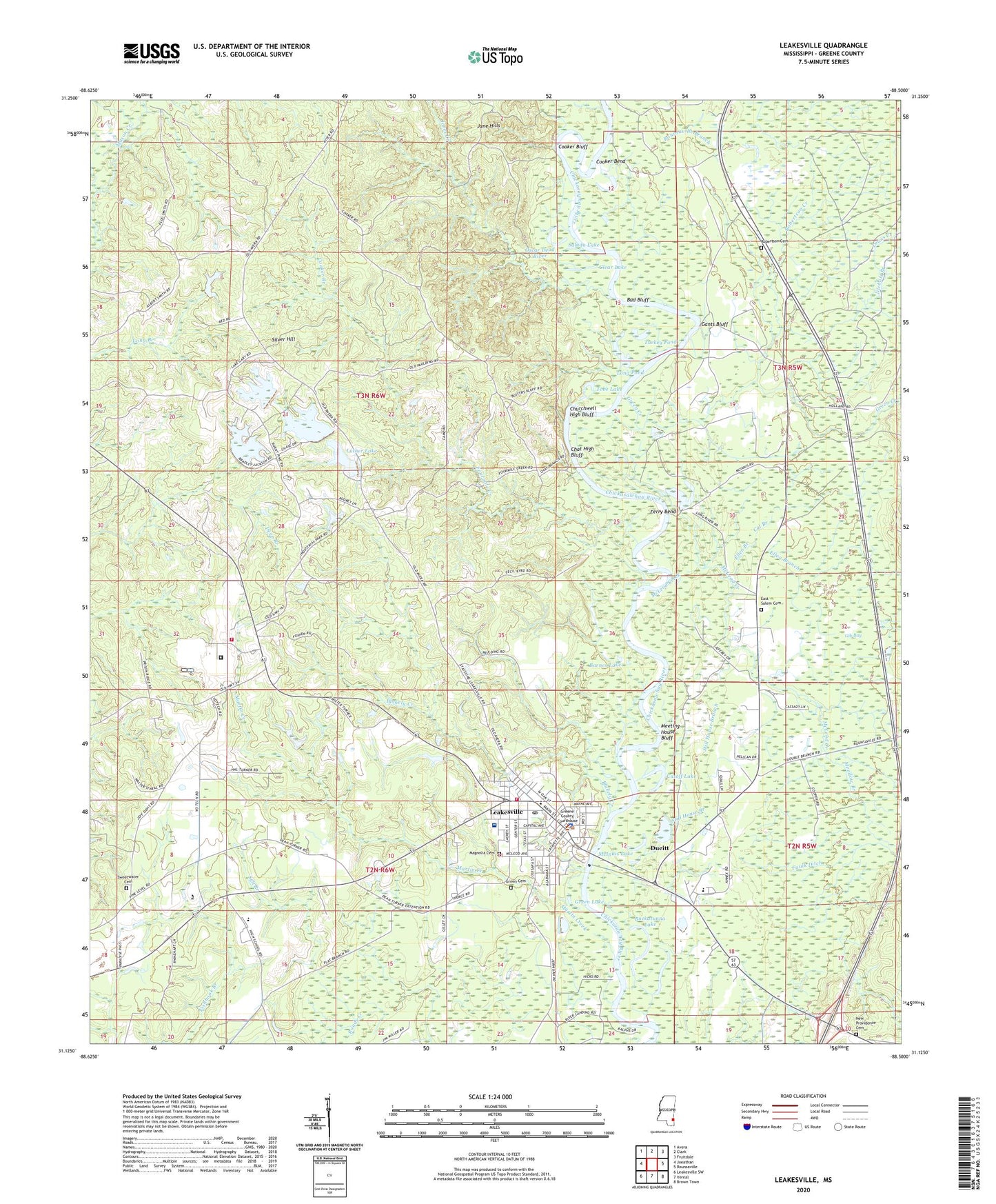 Leakesville Mississippi US Topo Map Image