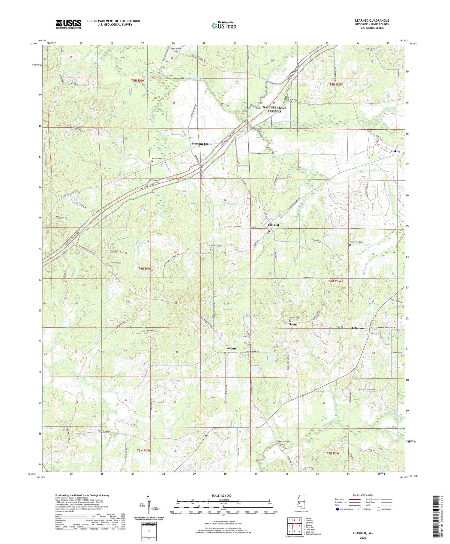 Learned Mississippi US Topo Map Image