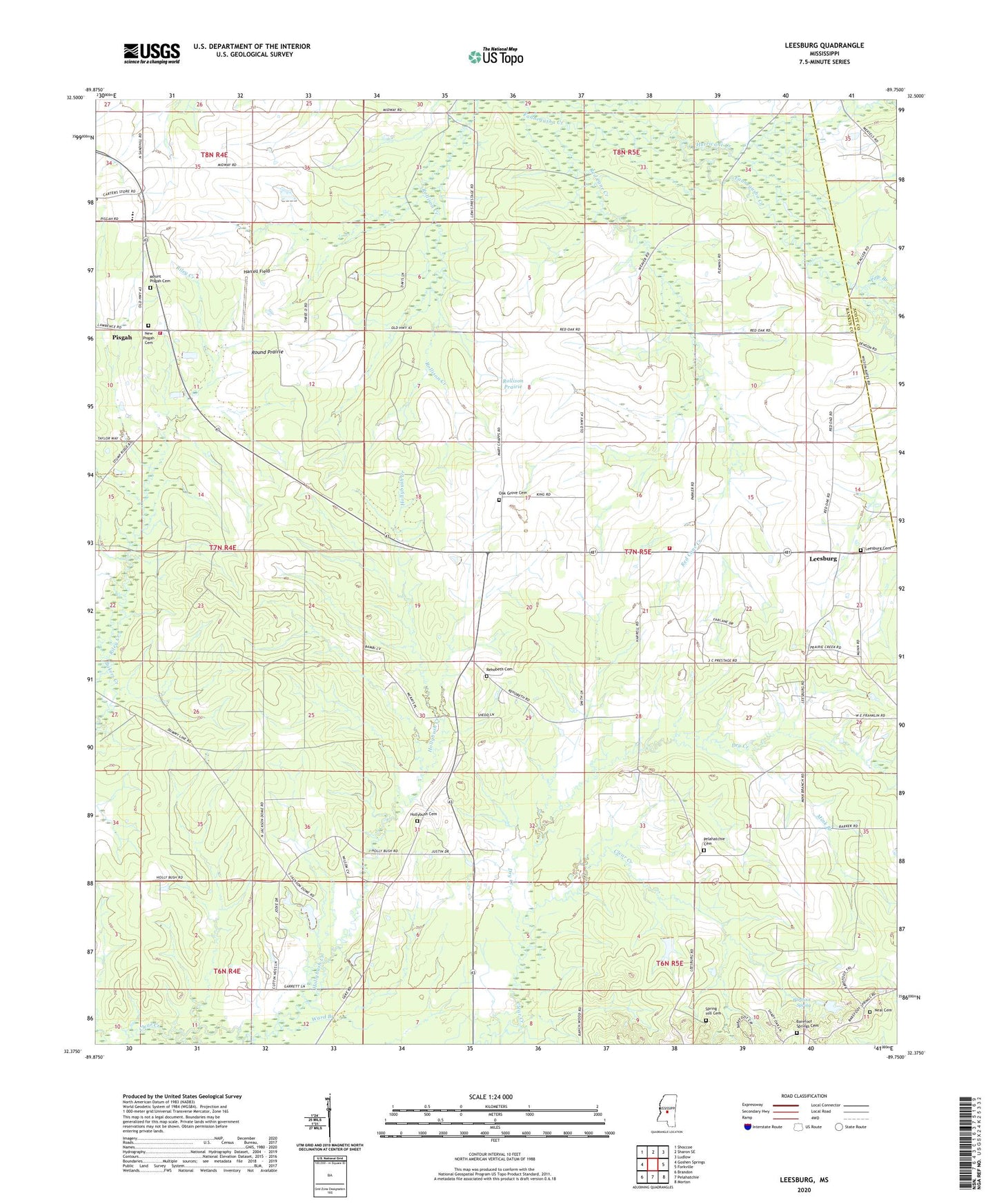 Leesburg Mississippi US Topo Map Image