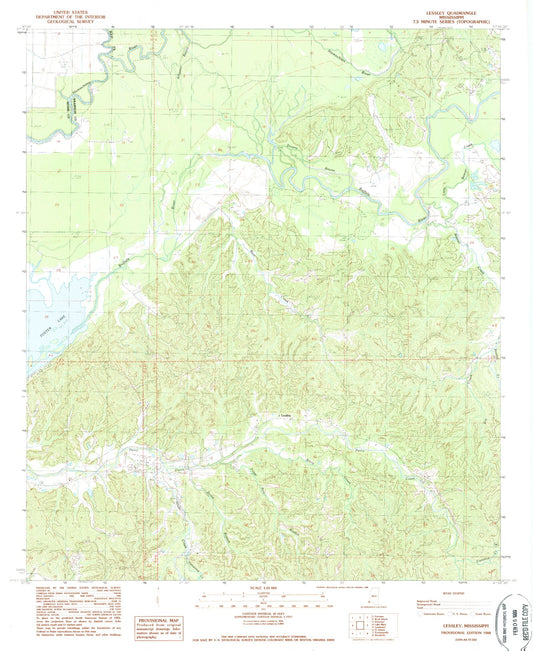Classic USGS Lessley Mississippi 7.5'x7.5' Topo Map Image