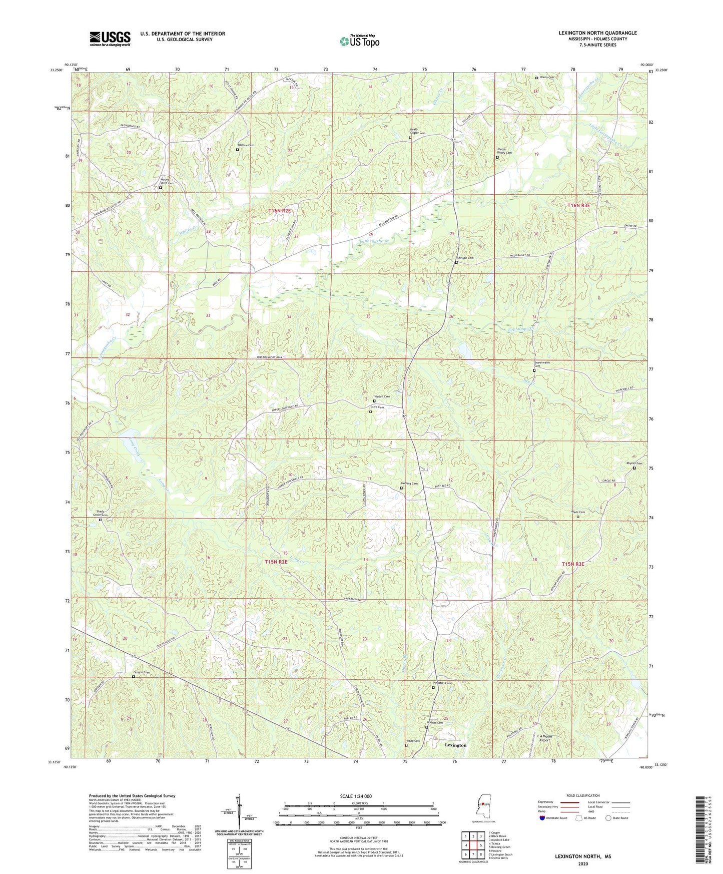 Lexington North Mississippi US Topo Map Image