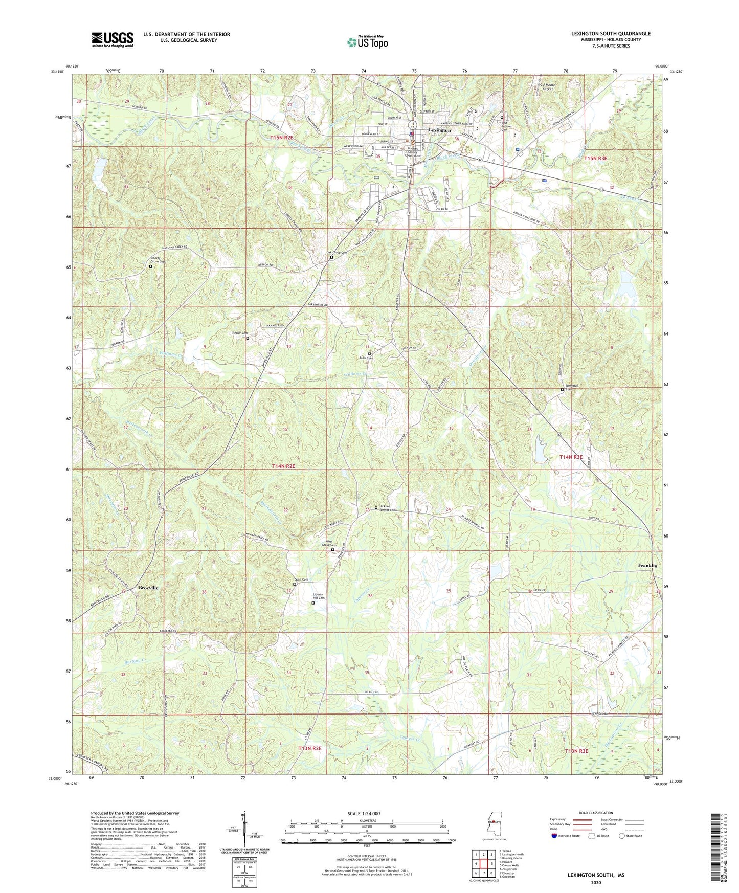 Lexington South Mississippi US Topo Map Image