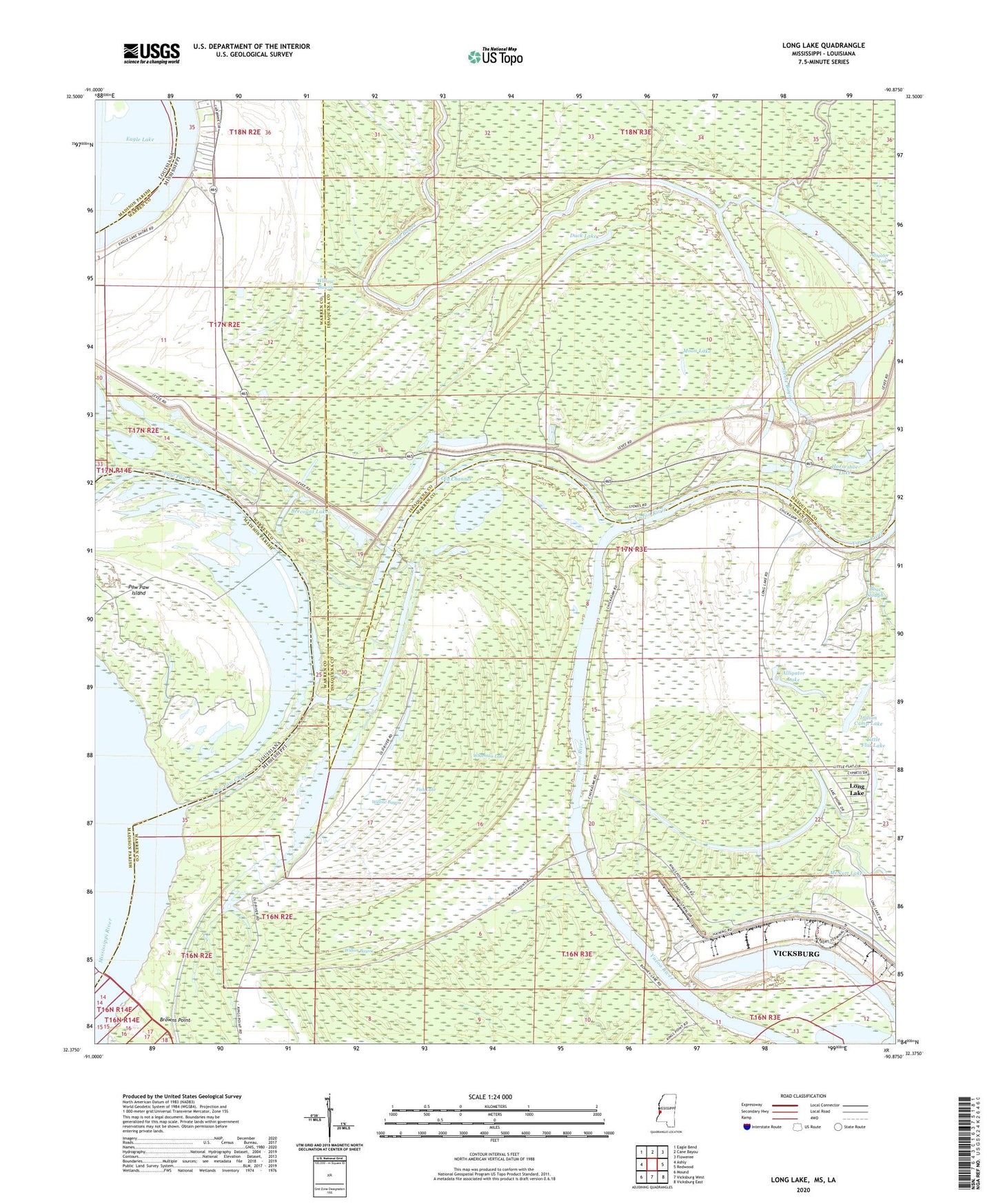 Long Lake Mississippi US Topo Map Image