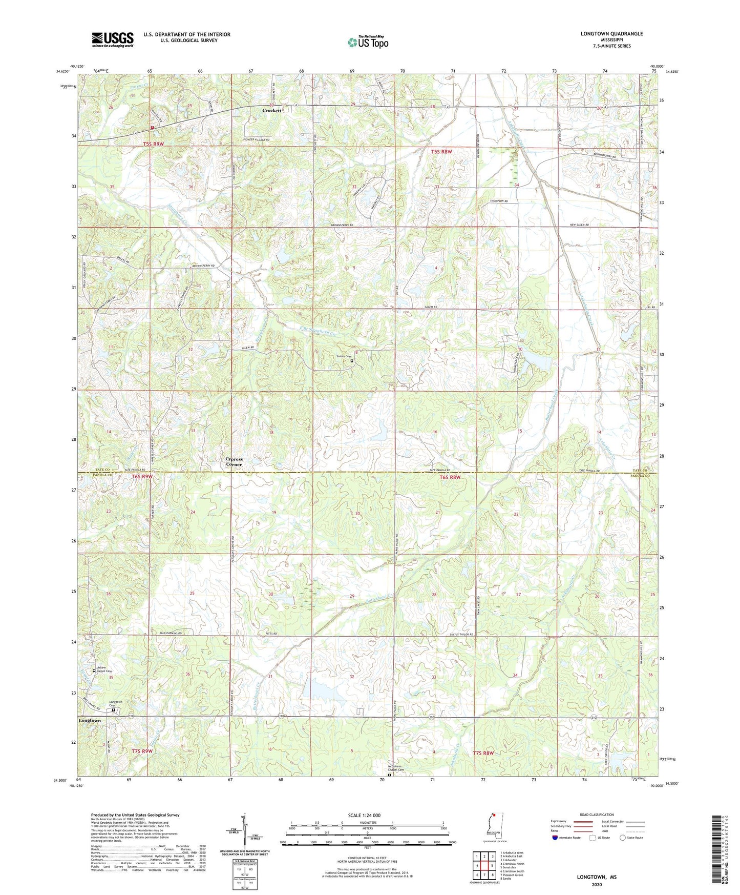 Longtown Mississippi US Topo Map Image