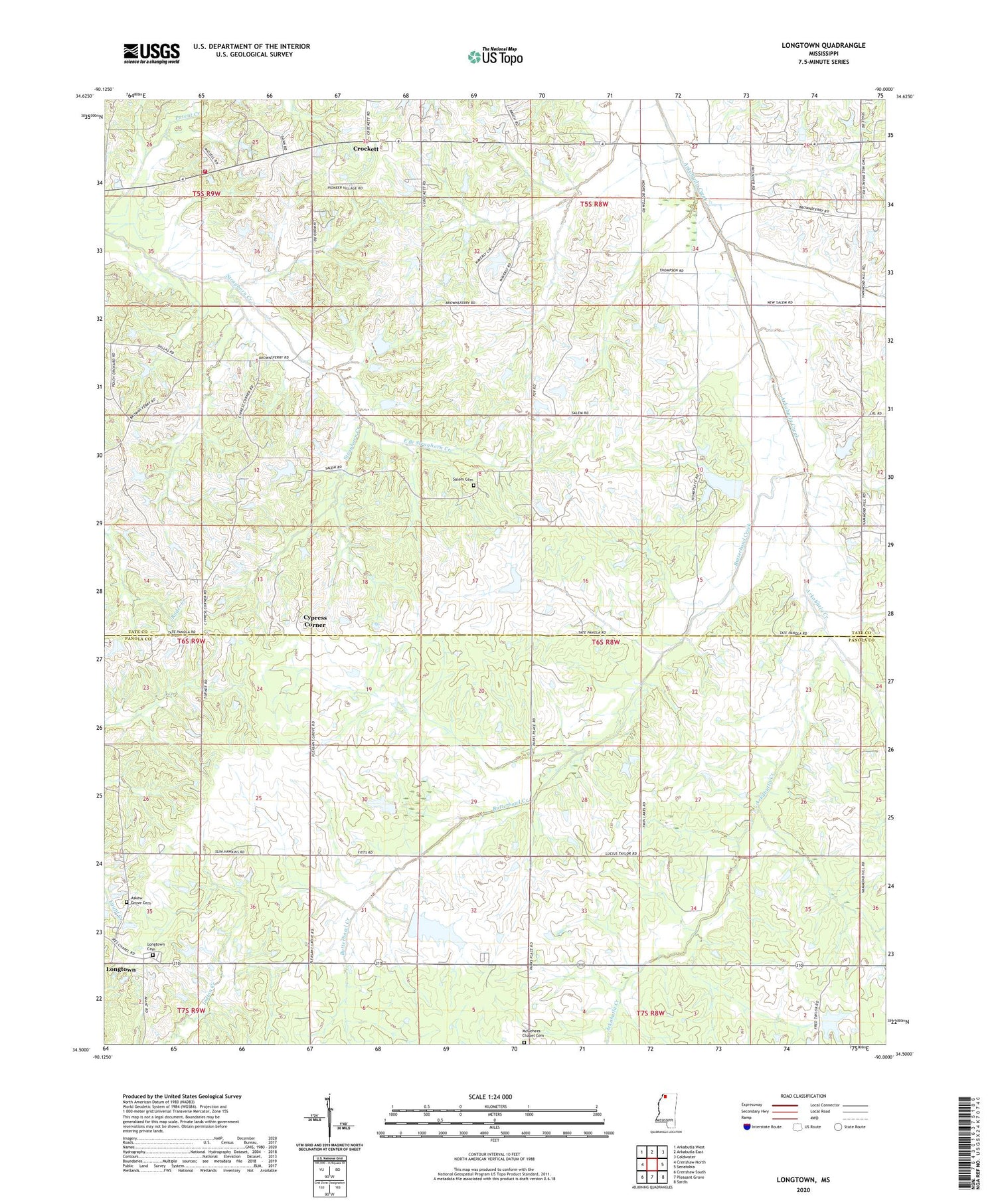 Longtown Mississippi US Topo Map Image