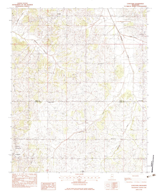 Classic USGS Longtown Mississippi 7.5'x7.5' Topo Map Image