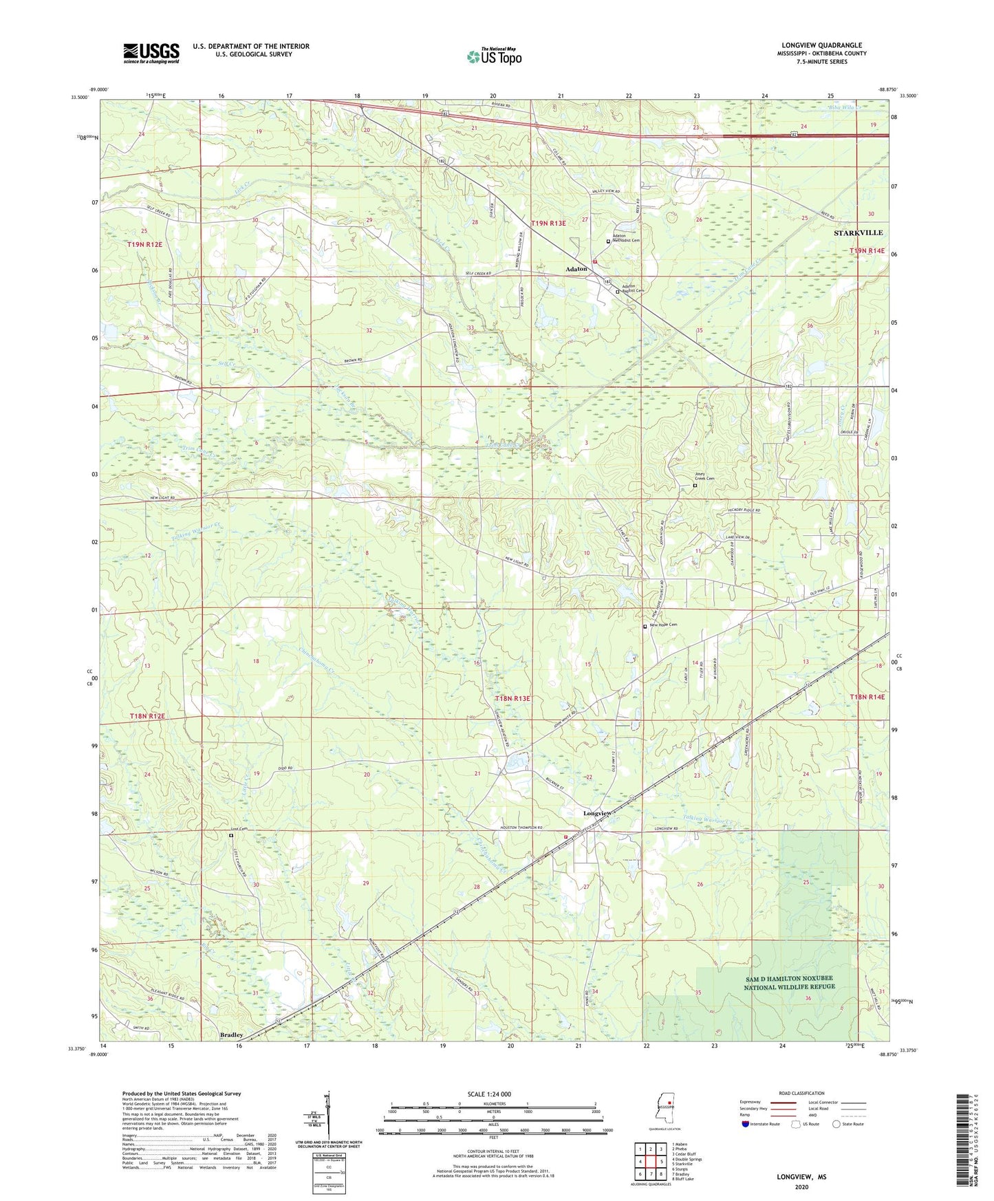 Longview Mississippi US Topo Map Image