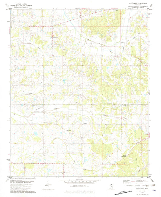 Classic USGS Looxahoma Mississippi 7.5'x7.5' Topo Map Image