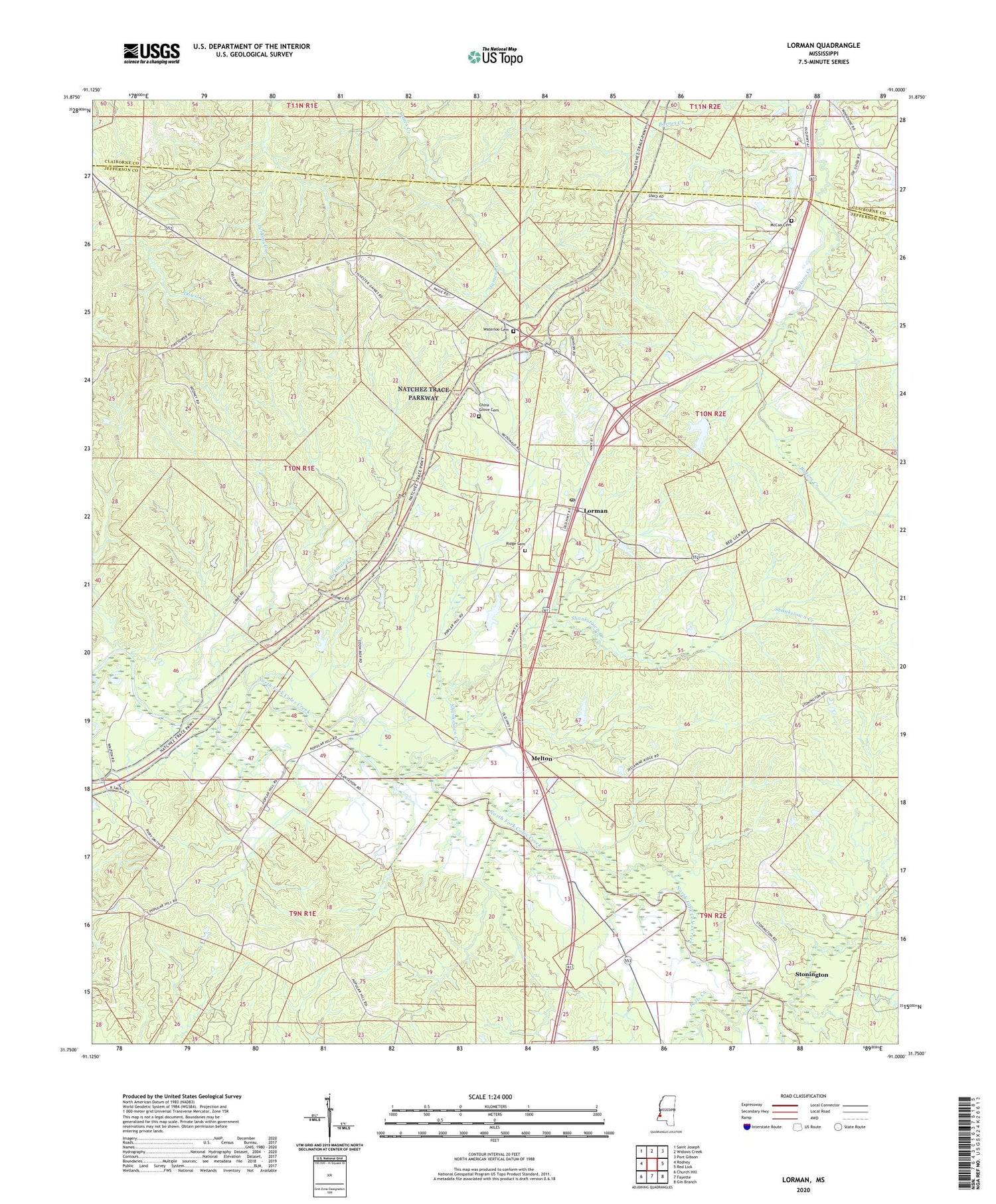 Lorman Mississippi US Topo Map Image
