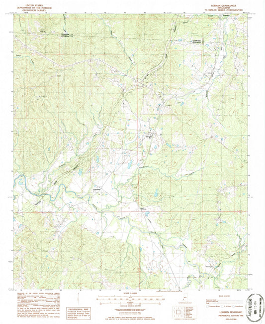 Classic USGS Lorman Mississippi 7.5'x7.5' Topo Map Image
