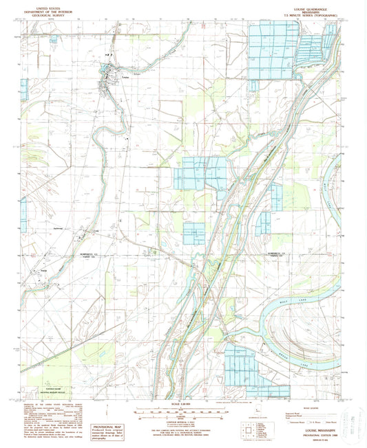 Classic USGS Louise Mississippi 7.5'x7.5' Topo Map Image