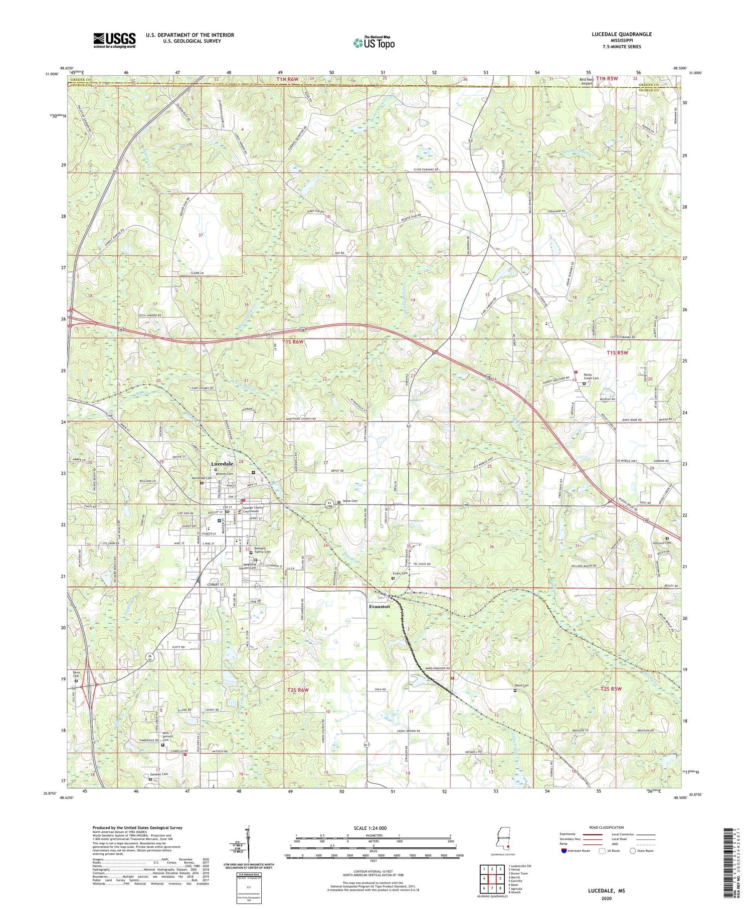 Lucedale Mississippi US Topo Map Image